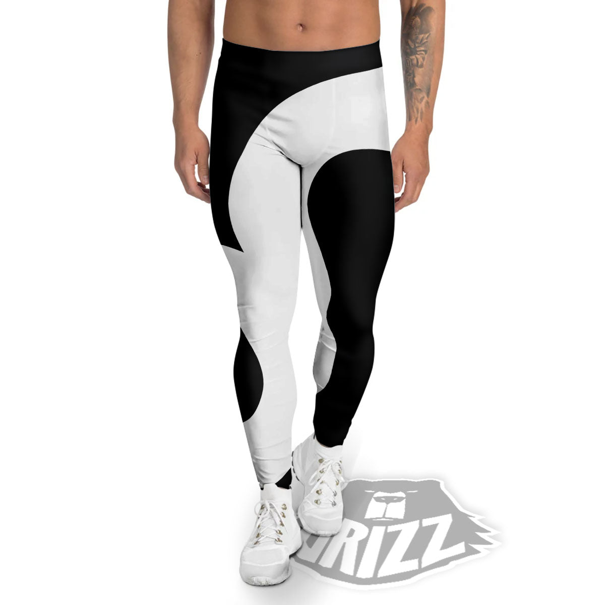 Leo Sign Zodiac White And Black Print Men's Leggings-grizzshop