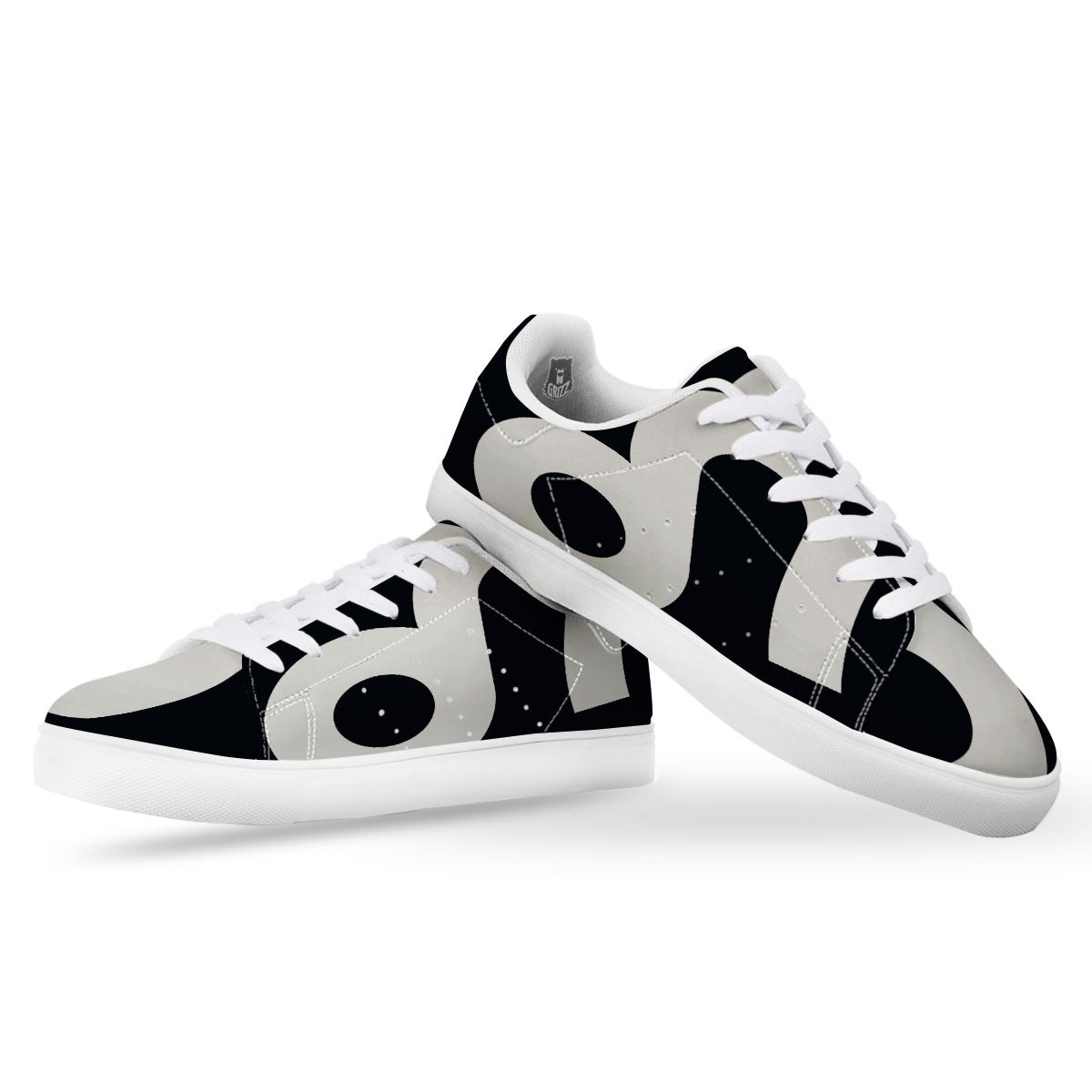 Leo Sign Zodiac White And Black Print White Low Top Sneakers-grizzshop