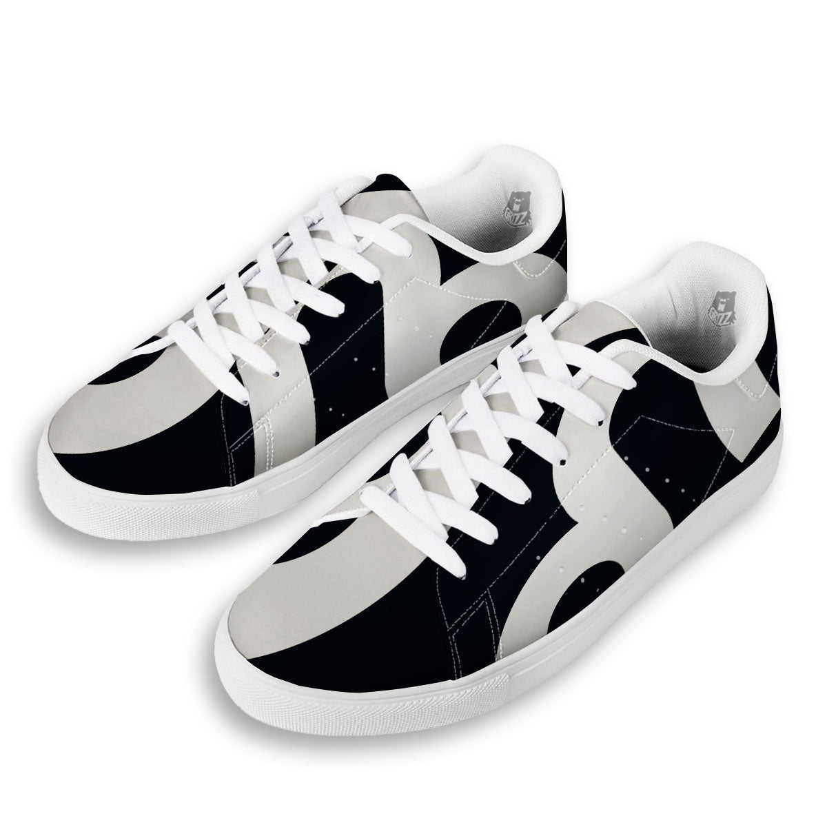 Leo Sign Zodiac White And Black Print White Low Top Sneakers-grizzshop