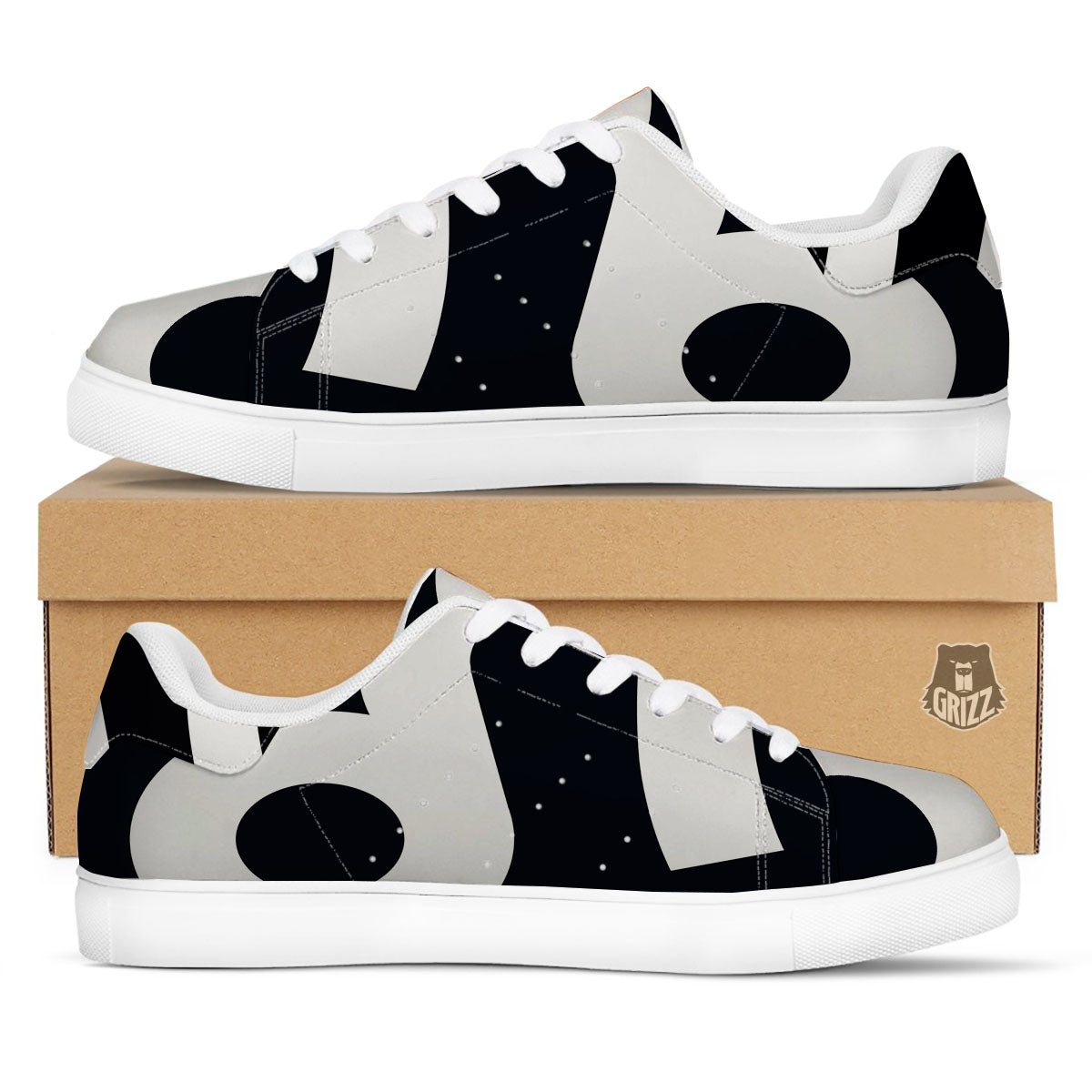 Leo Sign Zodiac White And Black Print White Low Top Sneakers-grizzshop