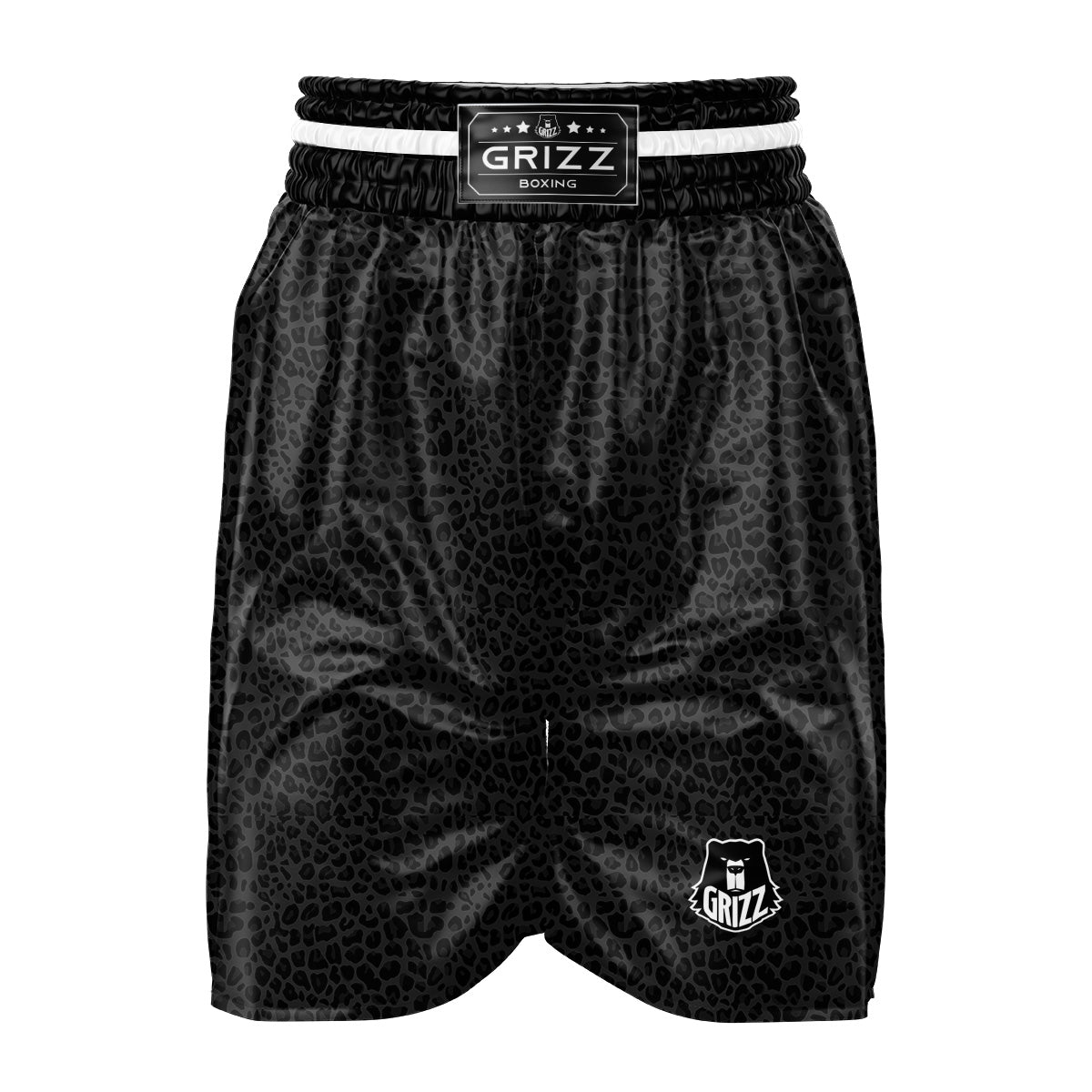 Leopard Black Print Boxing Shorts-grizzshop
