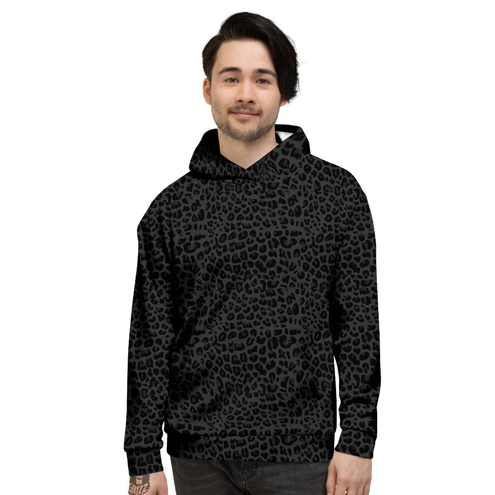 Leopard Black Print Men's Hoodie-grizzshop