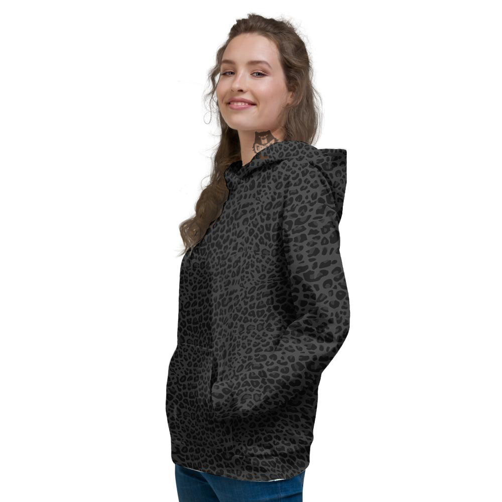 Leopard Black Print Women's Hoodie-grizzshop