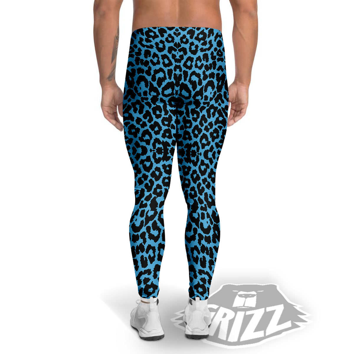 Leopard Blue Print Men's Leggings-grizzshop