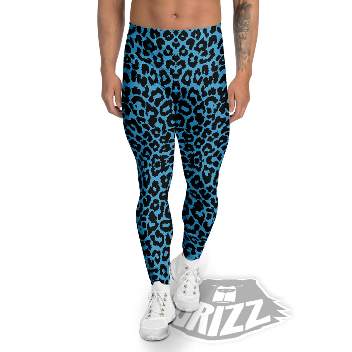 Leopard Blue Print Men's Leggings-grizzshop