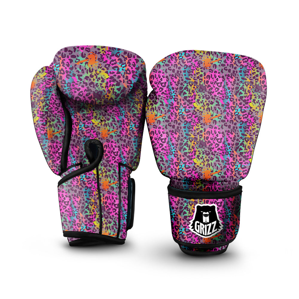 Leopard Colorful Print Boxing Gloves-grizzshop