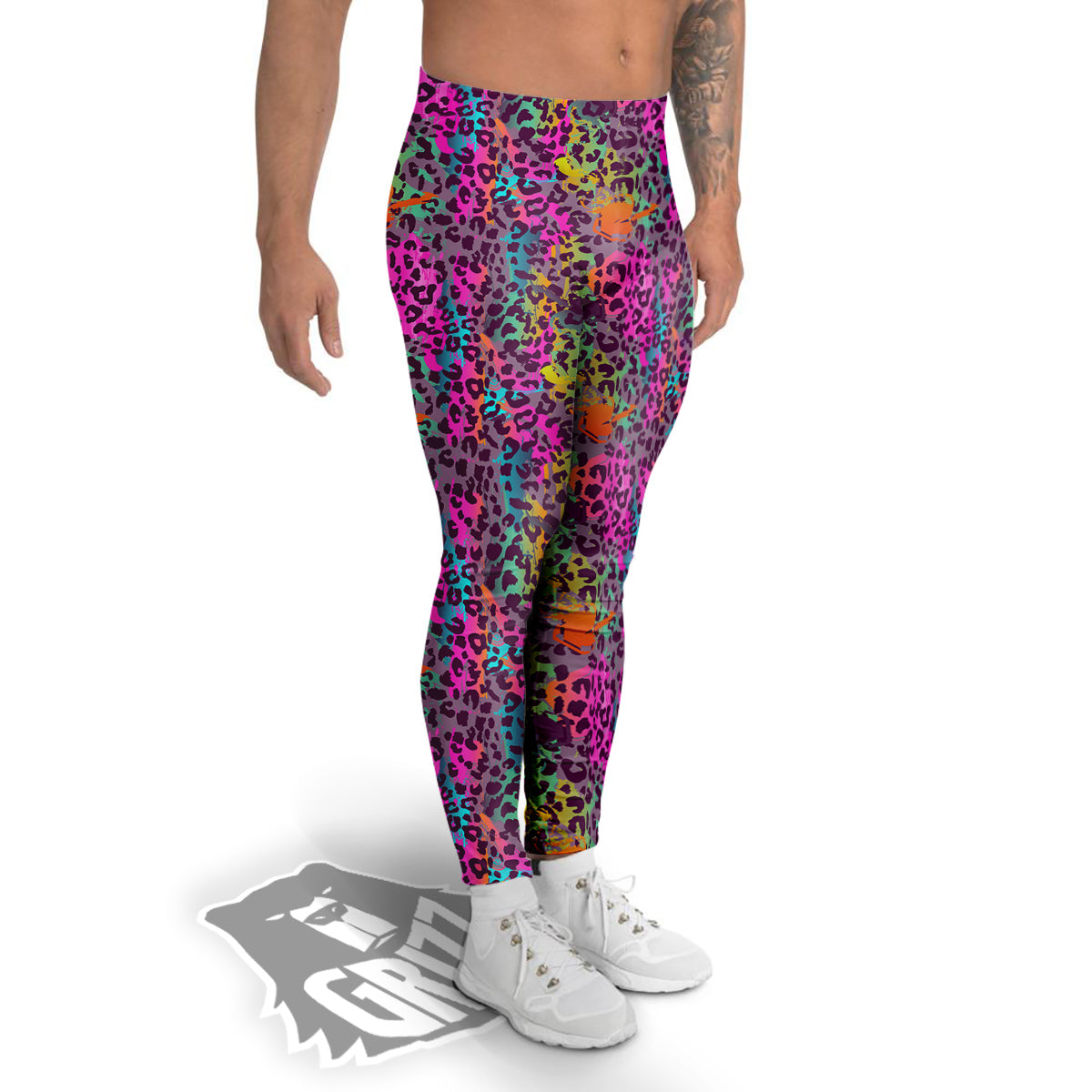 Leopard Colorful Print Men's Leggings-grizzshop