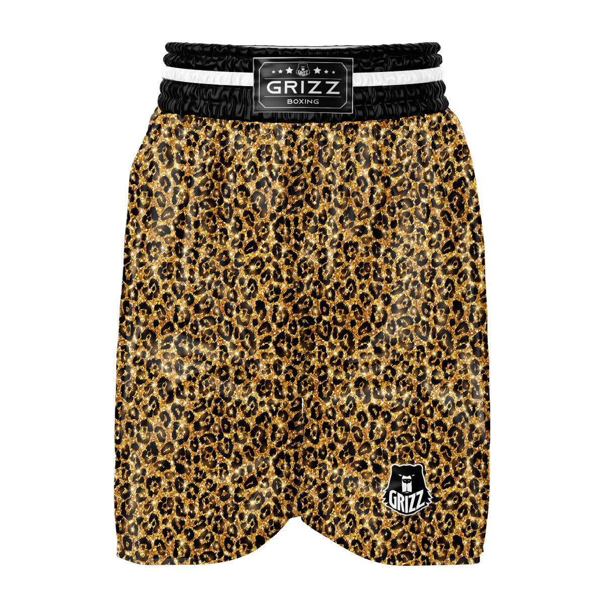 Leopard Glitter Gold Print Boxing Shorts-grizzshop