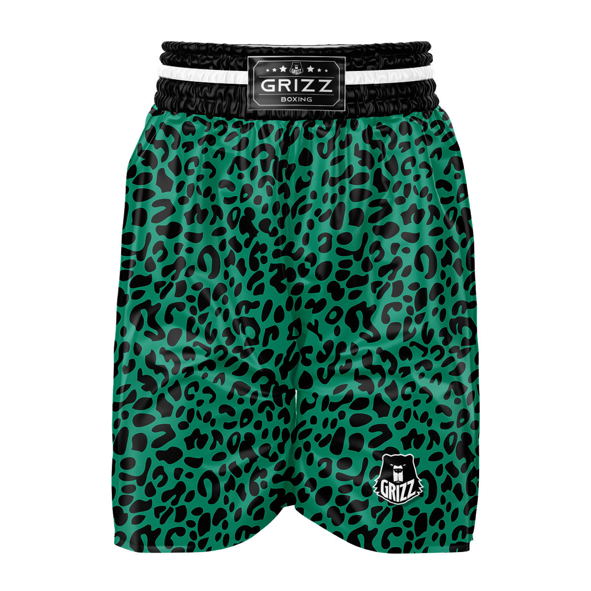 Leopard Green Print Boxing Shorts-grizzshop