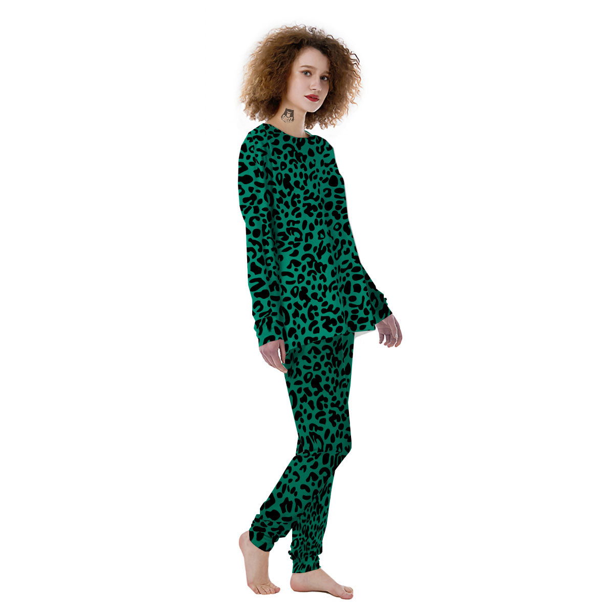 Leopard Green Print Women's Pajamas-grizzshop