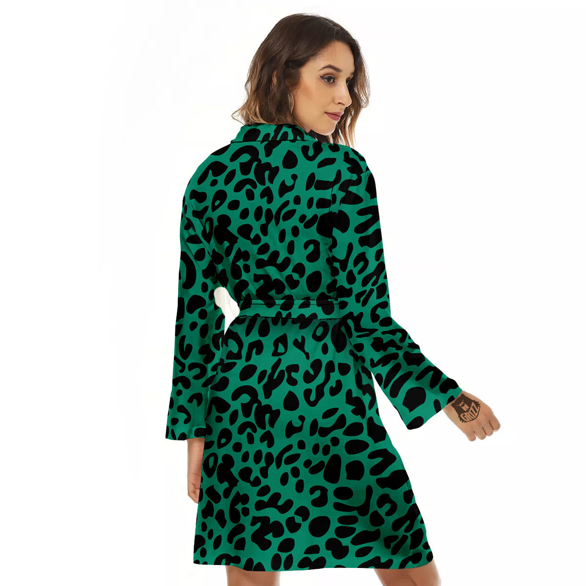 Leopard Green Print Women's Robe-grizzshop