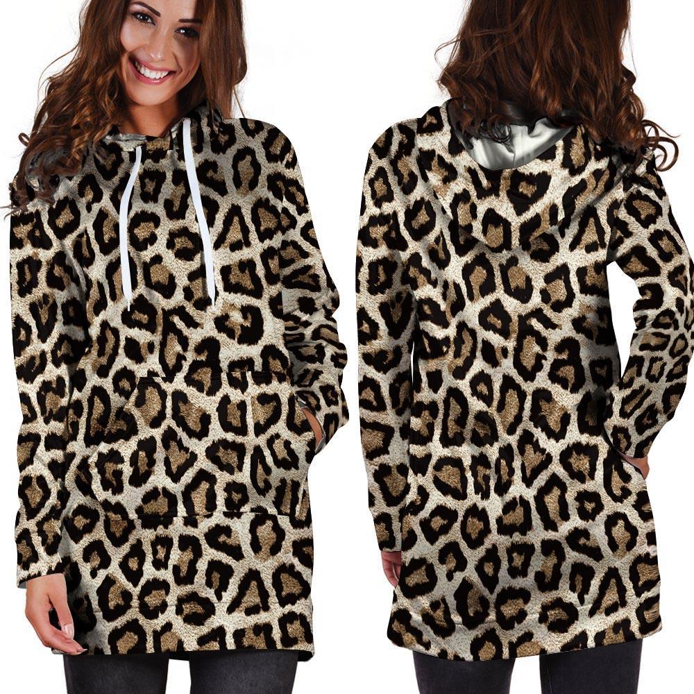 Leopard Hoodie Dress-grizzshop