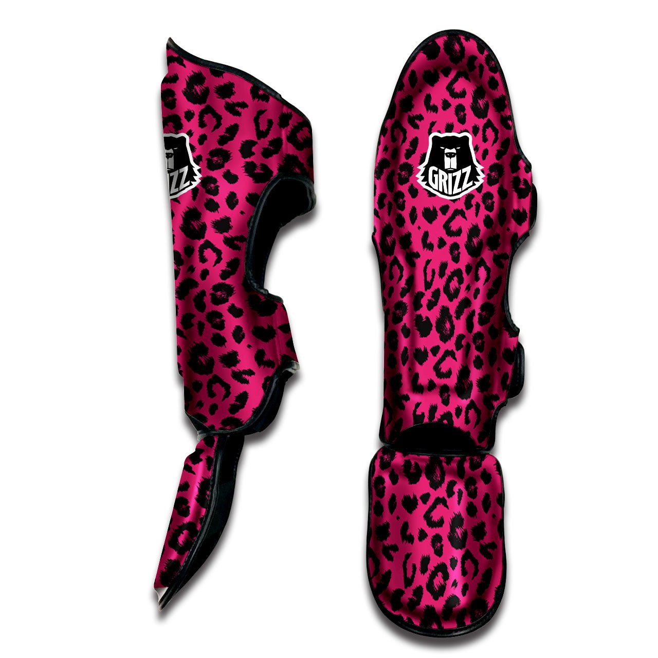 Leopard Hot Pink Print Muay Thai Shin Guards-grizzshop