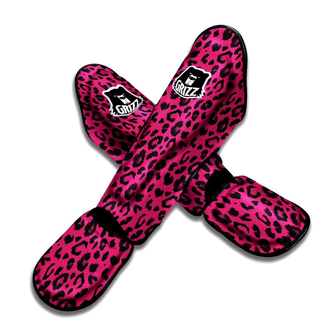 Leopard Hot Pink Print Muay Thai Shin Guards-grizzshop