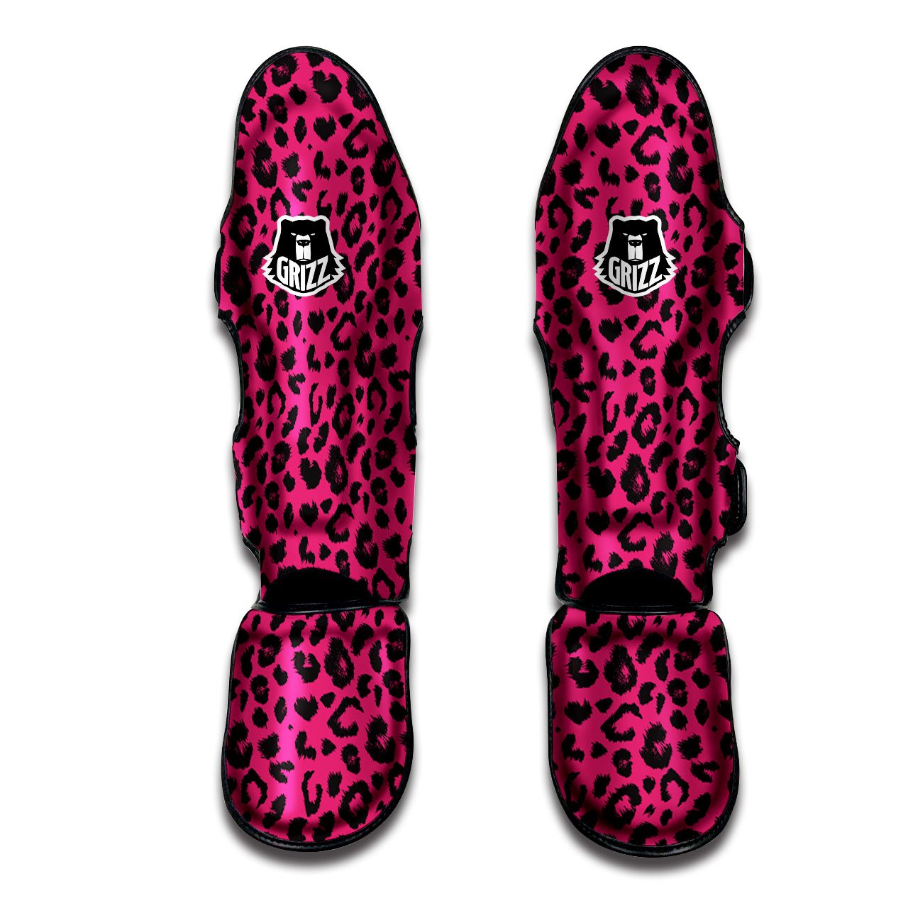 Leopard Hot Pink Print Muay Thai Shin Guards-grizzshop