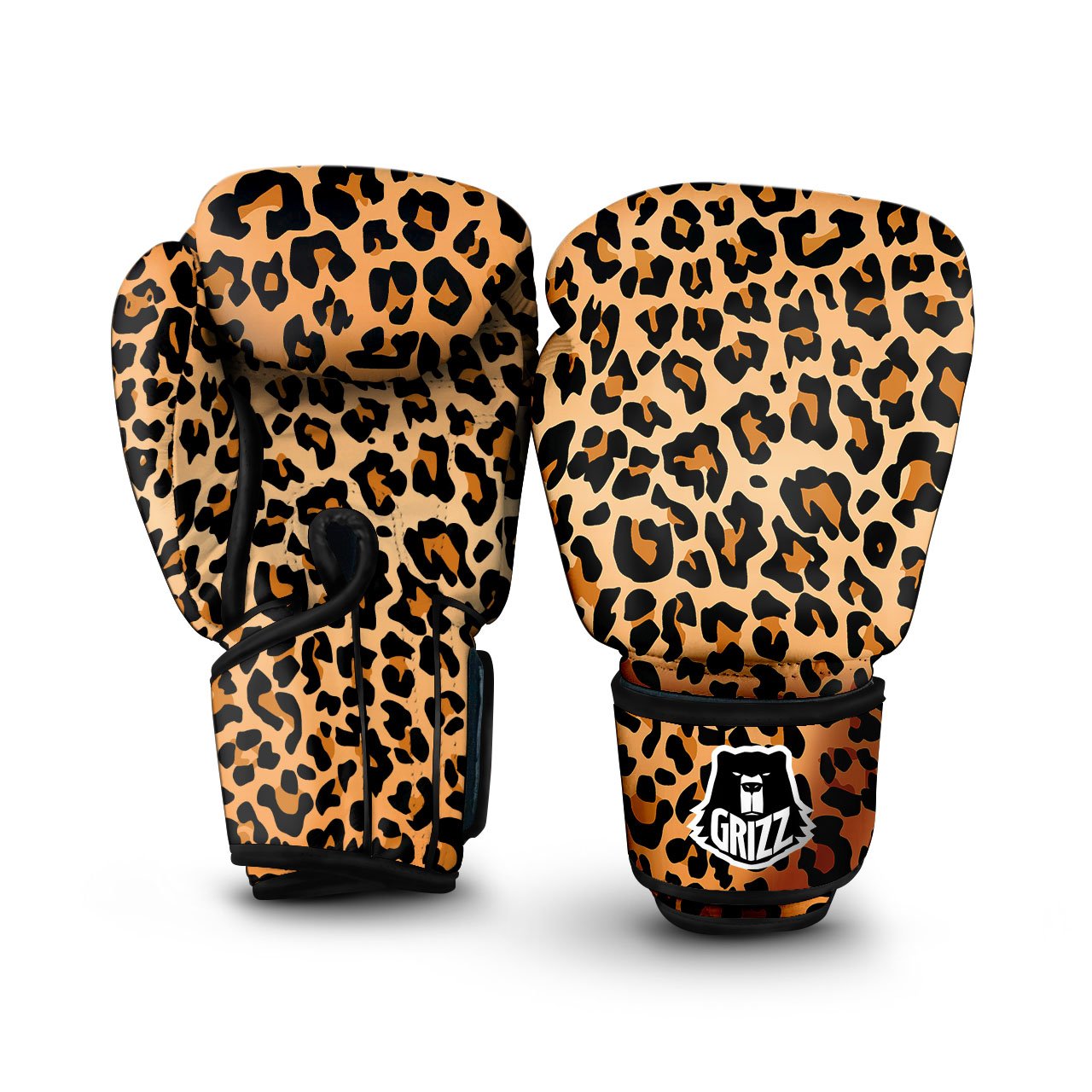 Leopard Orange Print Boxing Gloves-grizzshop