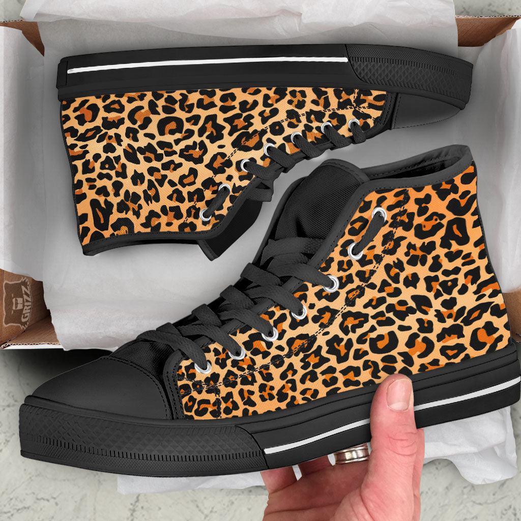 Leopard Orange Print High Top Shoes-grizzshop