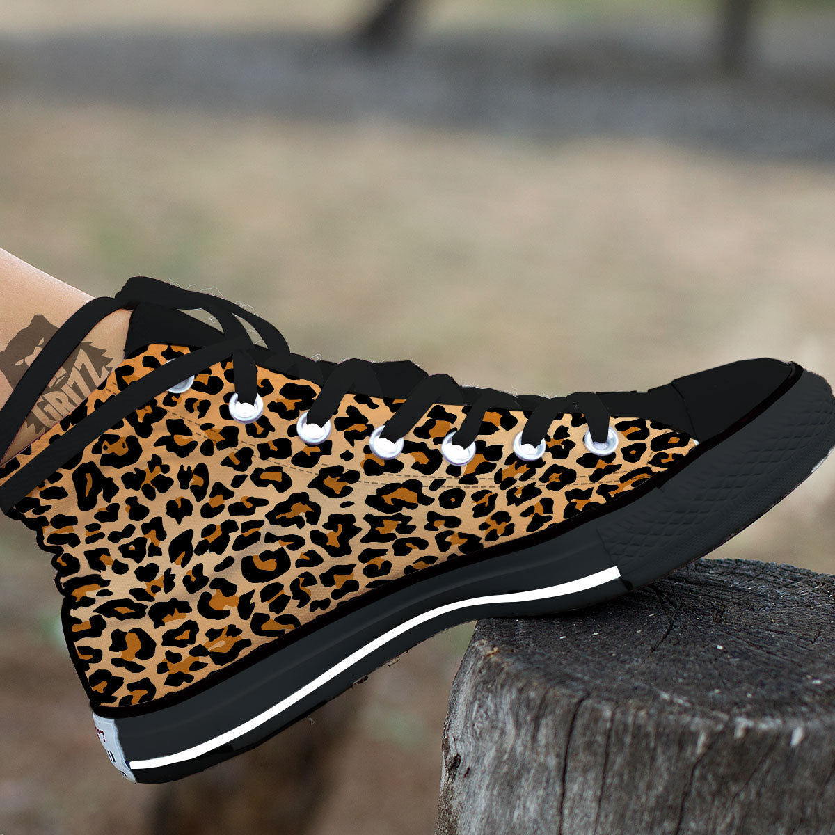 Leopard Orange Print High Top Shoes-grizzshop