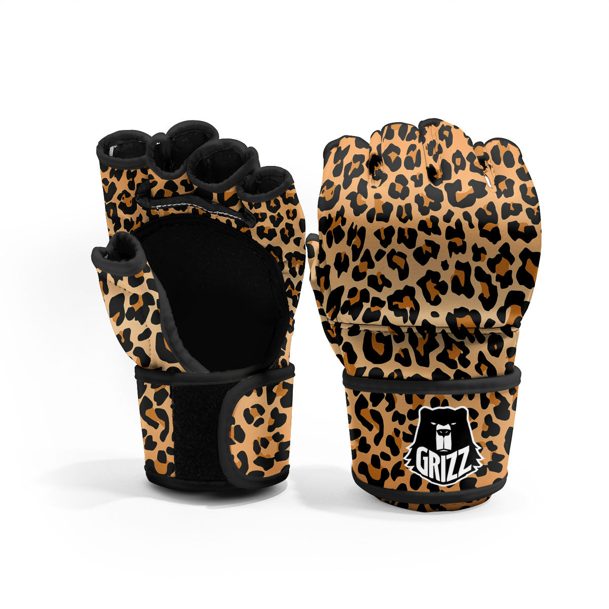 Leopard Orange Print MMA Gloves-grizzshop