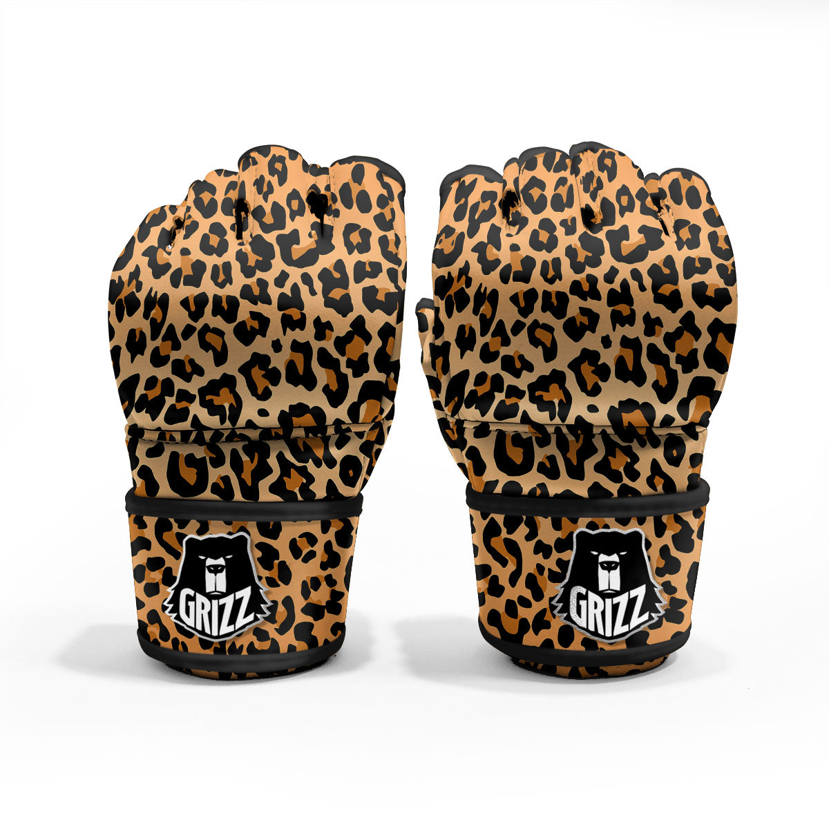 Leopard Orange Print MMA Gloves-grizzshop