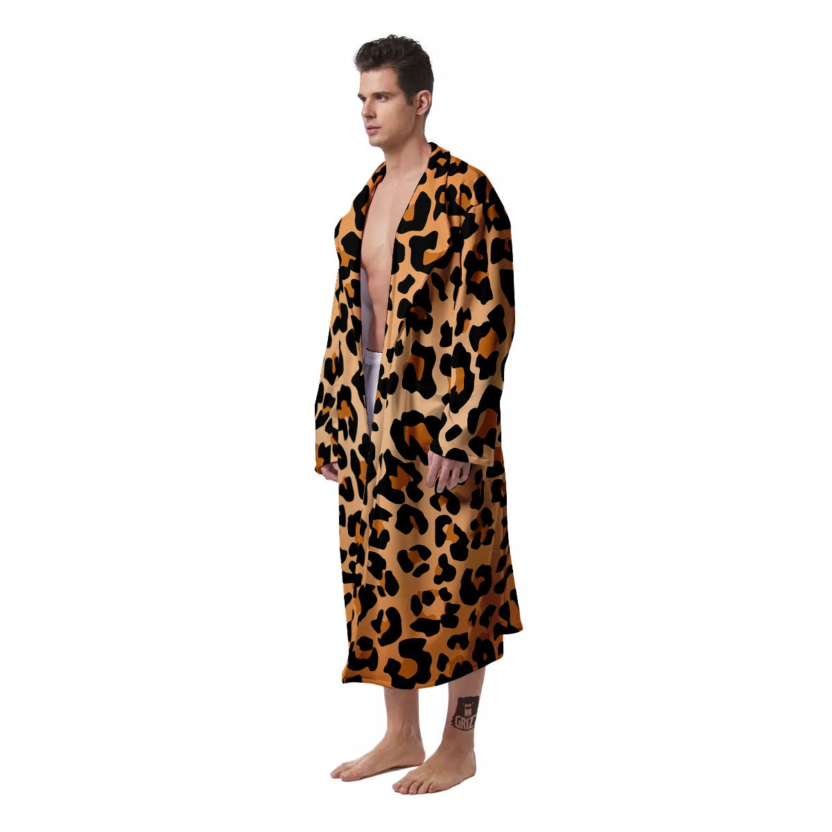 Leopard Orange Print Men's Robe-grizzshop