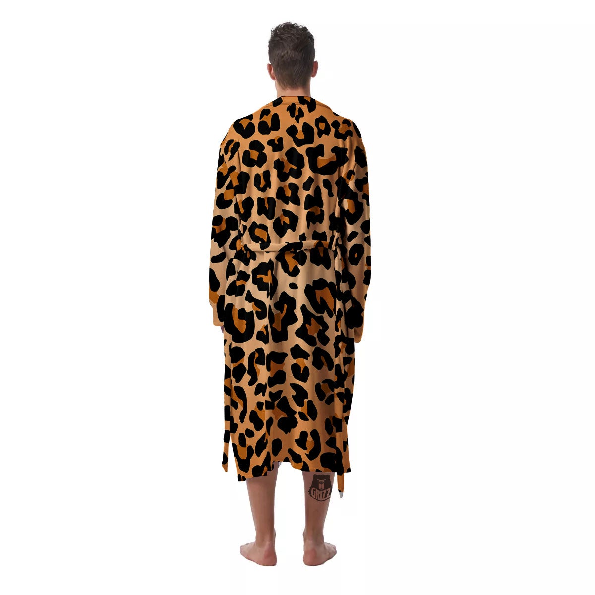 Leopard Orange Print Men's Robe-grizzshop