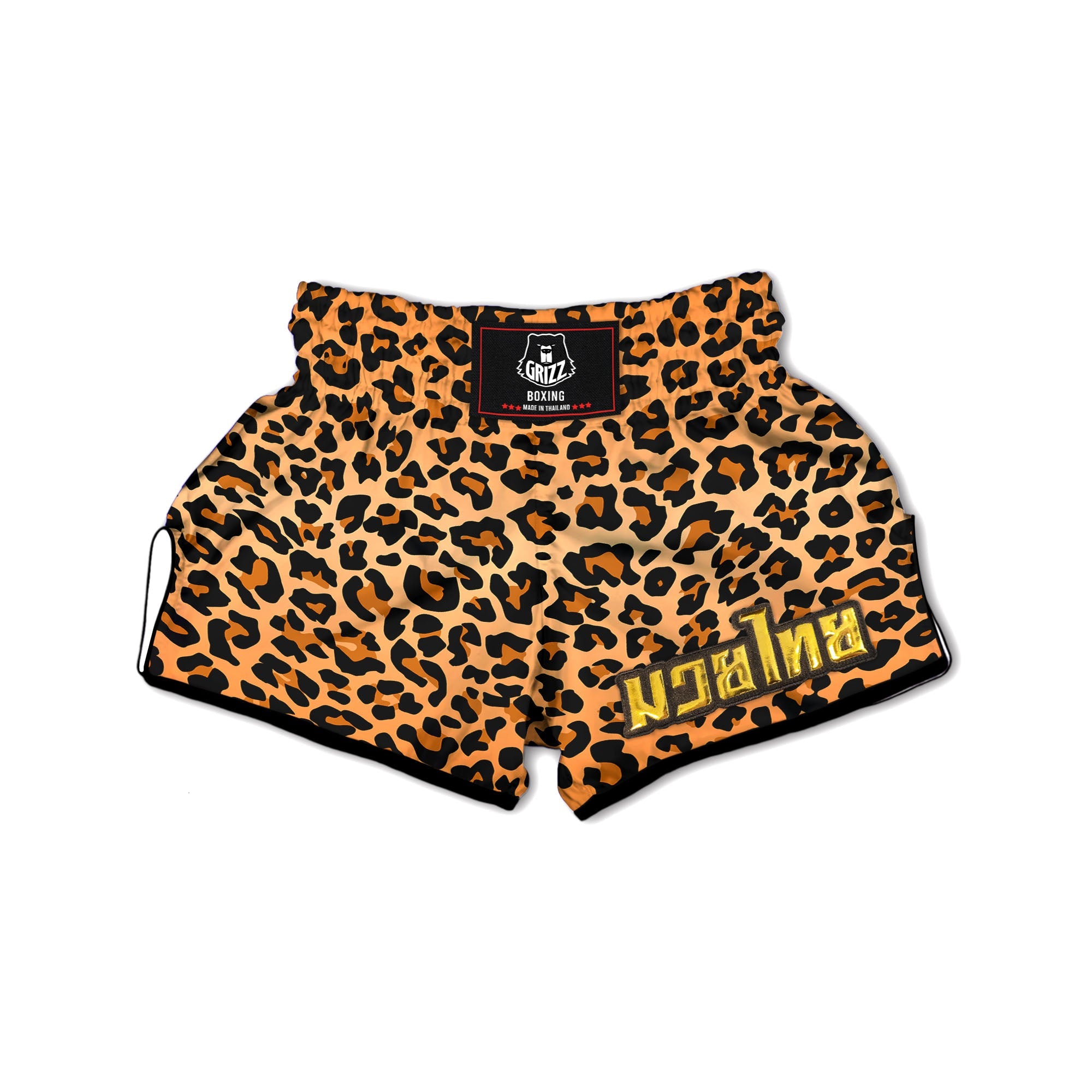 Leopard Orange Print Muay Thai Boxing Shorts-grizzshop