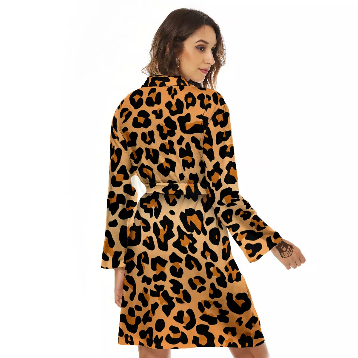 Leopard Orange Print Women's Robe-grizzshop