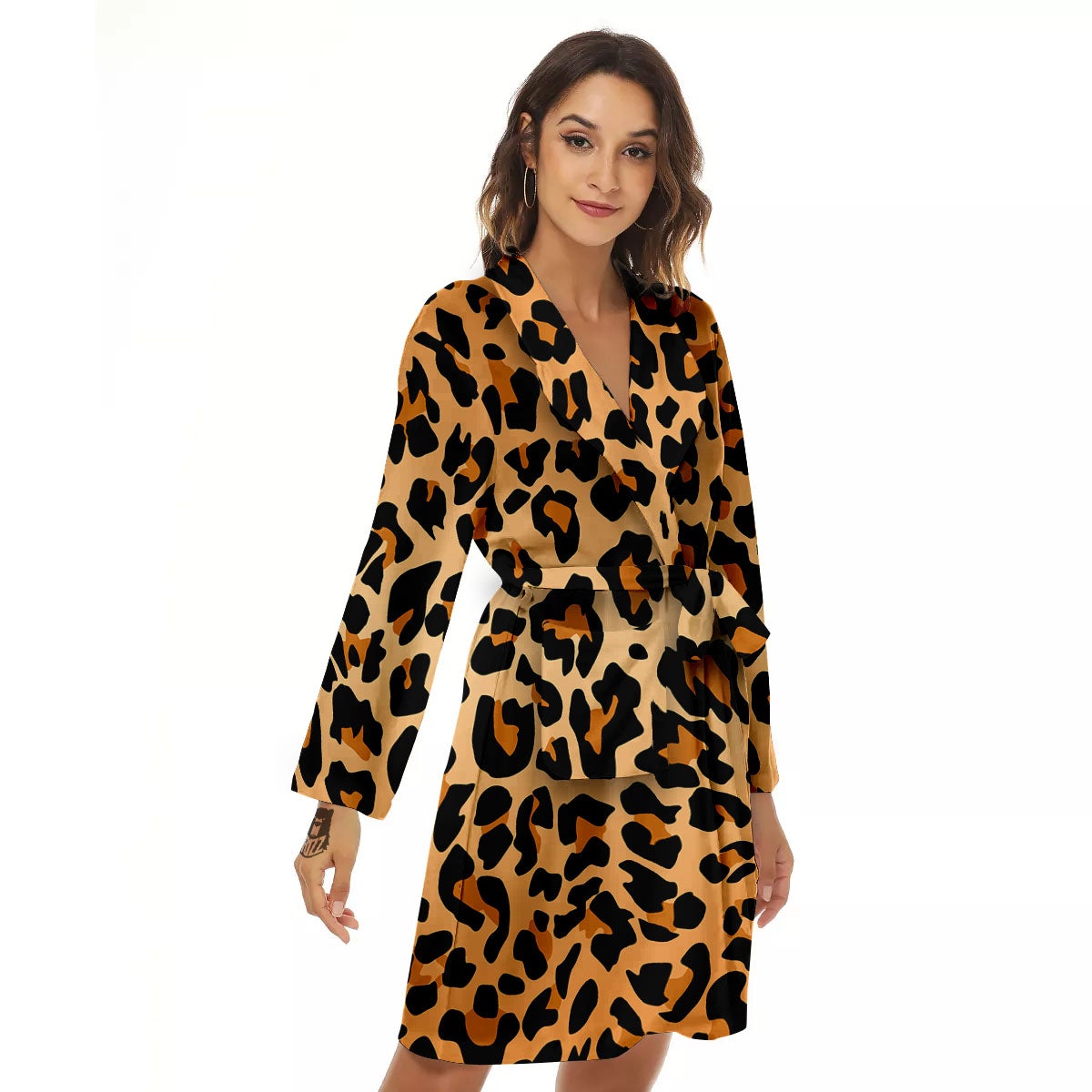 Leopard Orange Print Women's Robe-grizzshop
