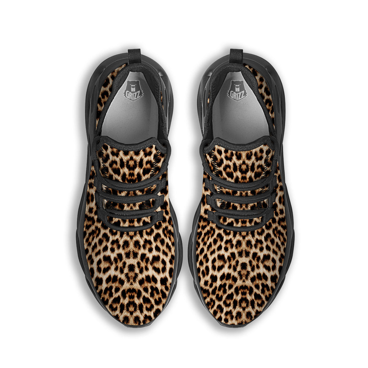 Leopard Pattern Black Running Shoes-grizzshop