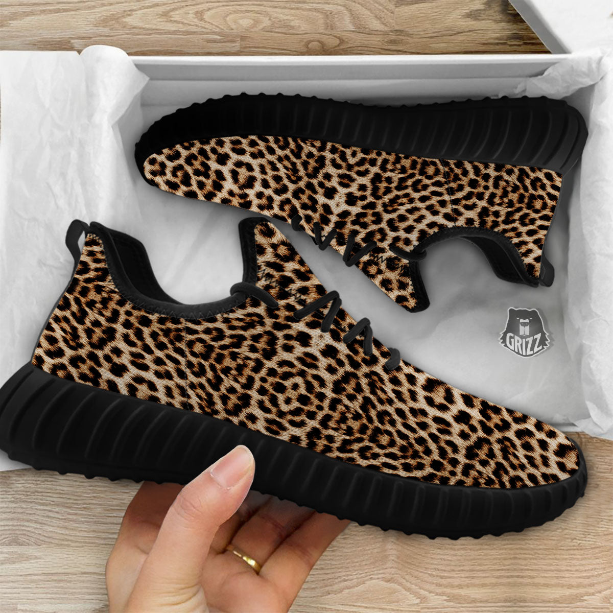 Leopard Pattern Black Walking Shoes-grizzshop