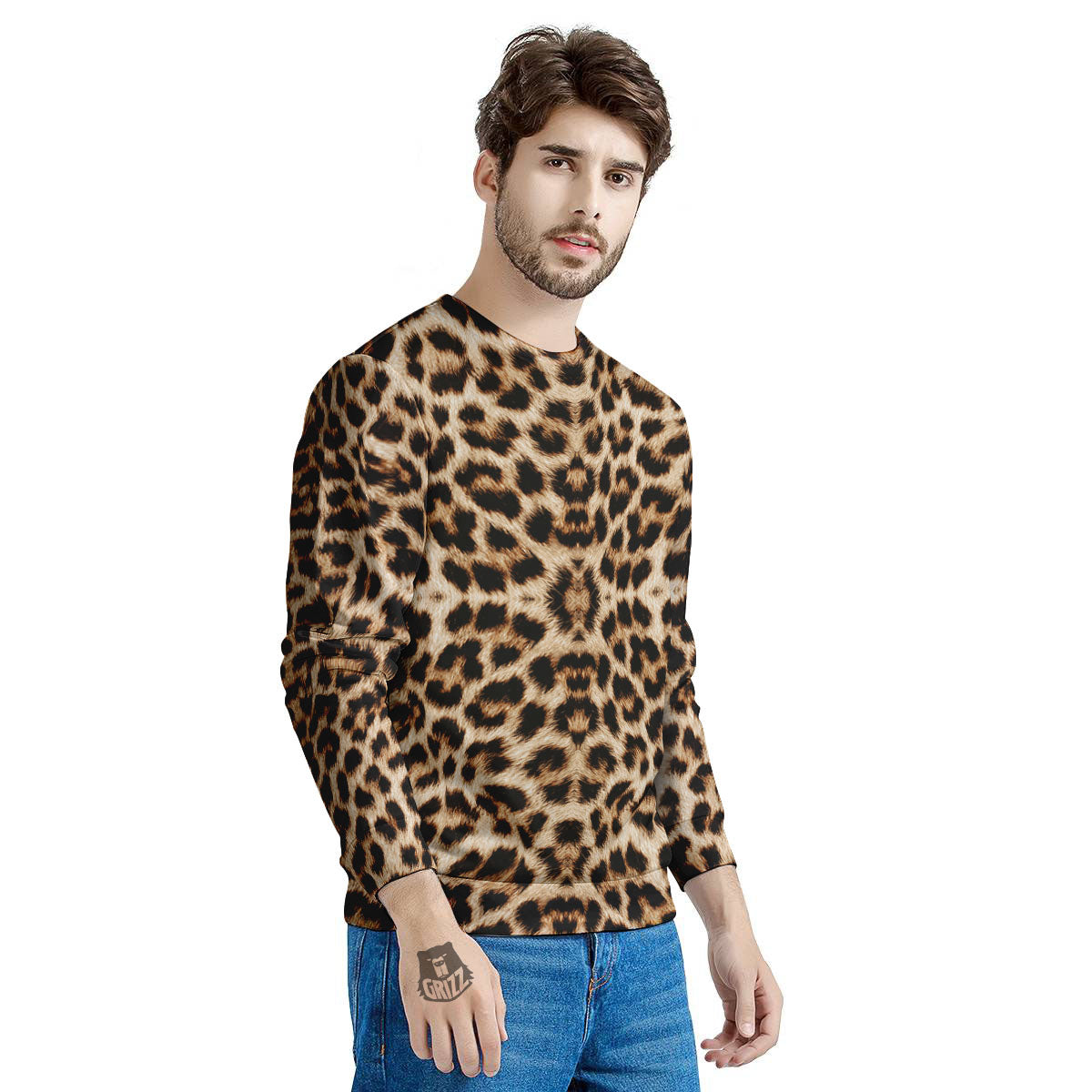 Leopard Pattern Men's Sweatshirt-grizzshop
