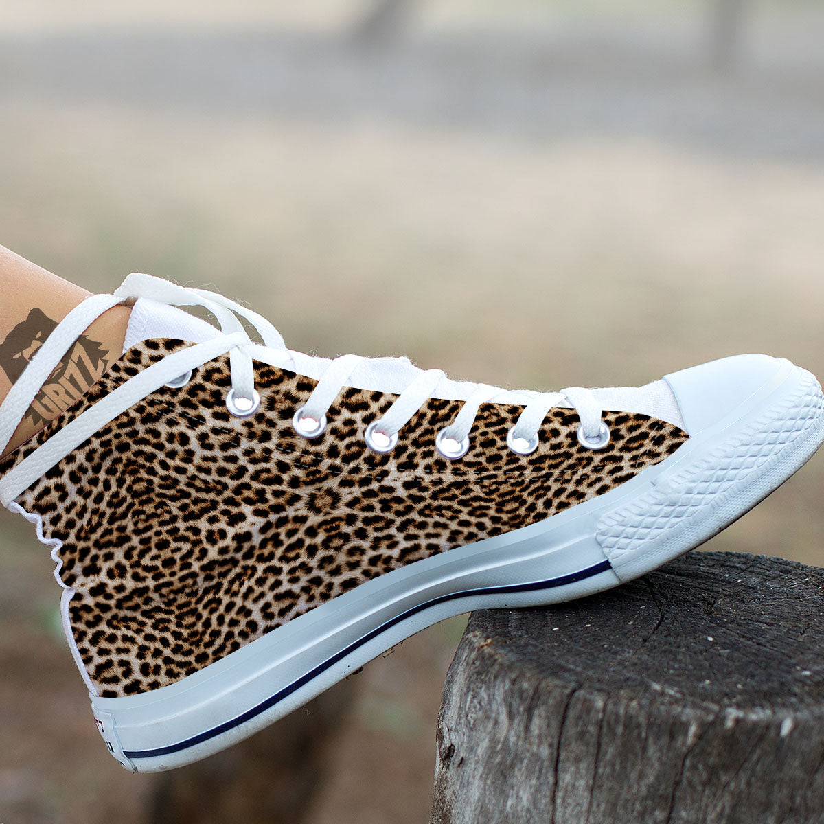 Leopard Pattern White High Top Shoes-grizzshop