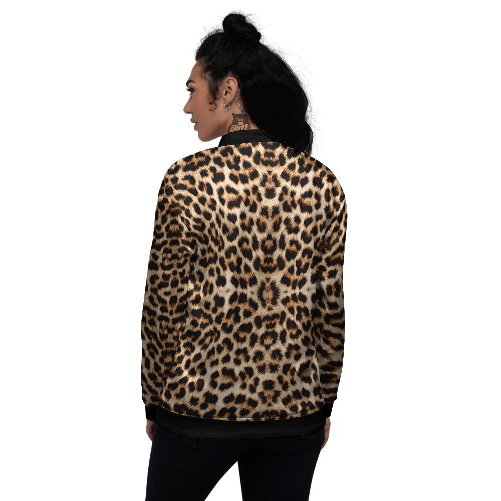 Leopard Pattern Women's Bomber Jacket-grizzshop