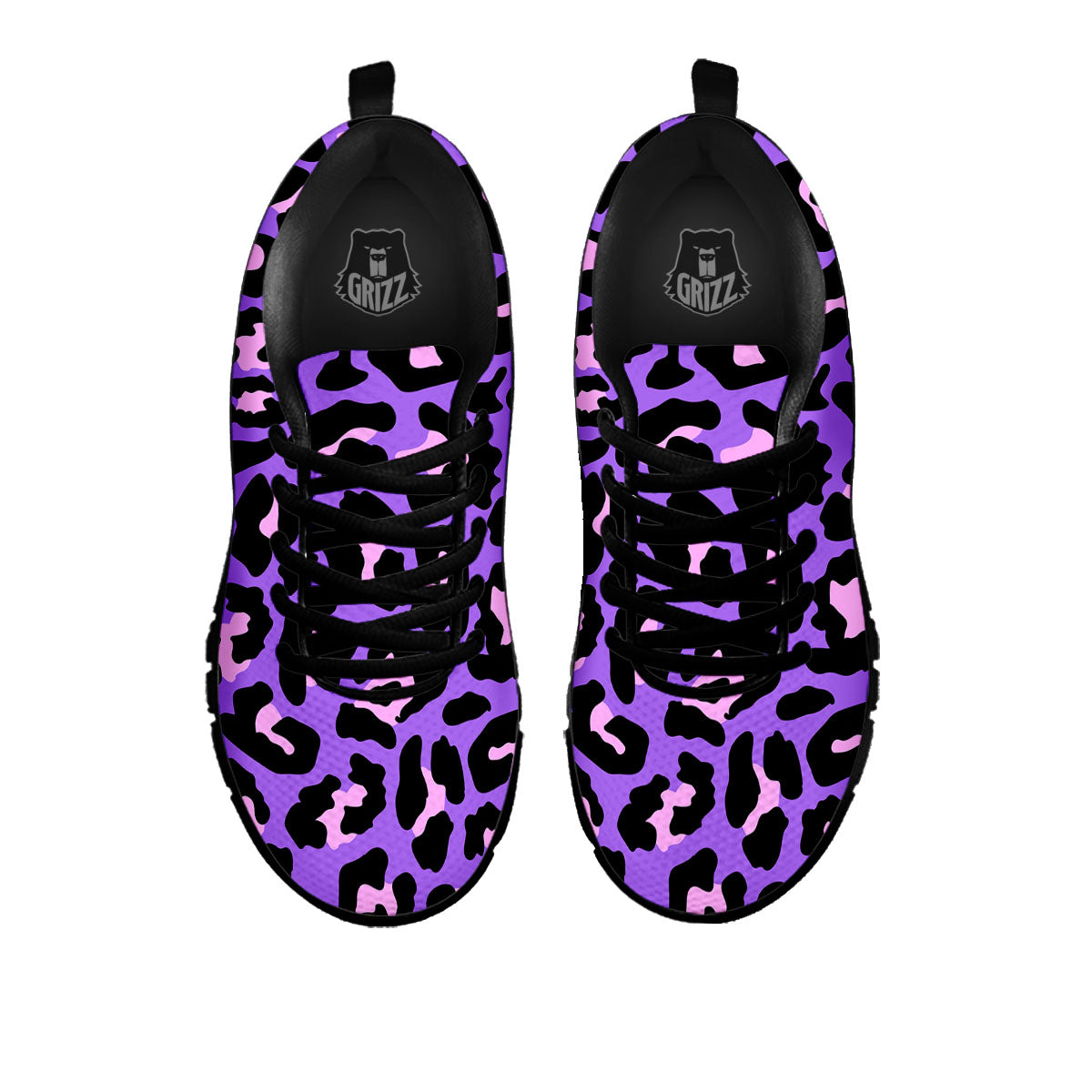 Leopard Pink And Purple Print Black Sneaker-grizzshop