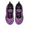 Leopard Pink And Turquoise Print Pattern Black Sneaker-grizzshop