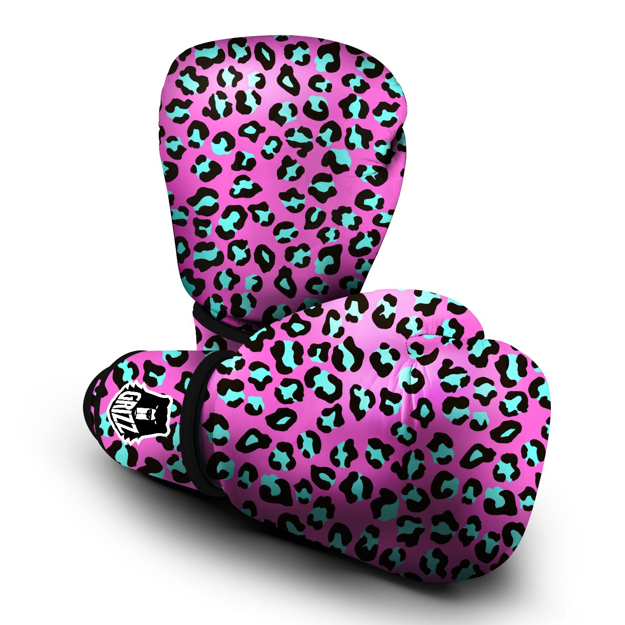 Leopard Pink And Turquoise Print Pattern Boxing Gloves-grizzshop
