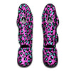 Leopard Pink And Turquoise Print Pattern Muay Thai Shin Guards-grizzshop