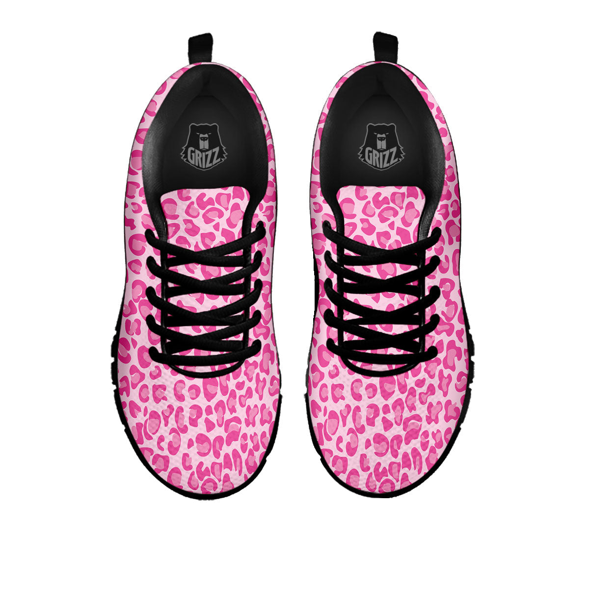 Leopard Pink Print Pattern Black Sneaker-grizzshop