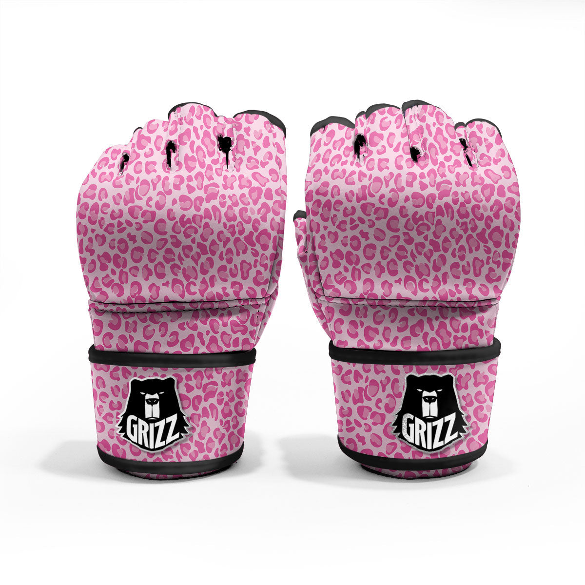 Leopard Pink Print Pattern MMA Gloves-grizzshop