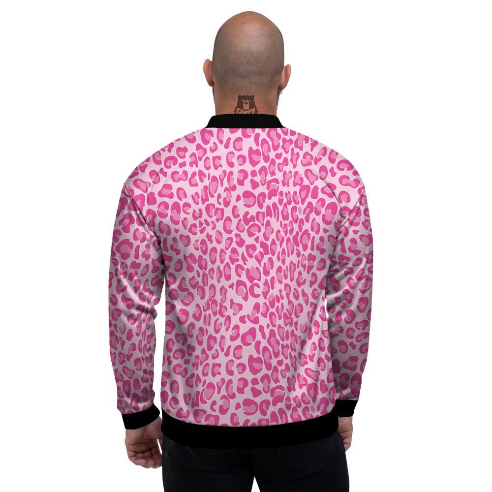 Leopard Pink Print Pattern Men's Bomber Jacket-grizzshop