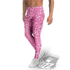 Leopard Pink Print Pattern Men's Leggings-grizzshop