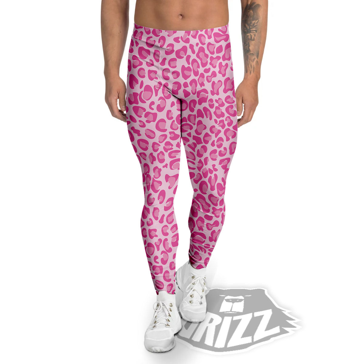 Leopard Pink Print Pattern Men's Leggings-grizzshop