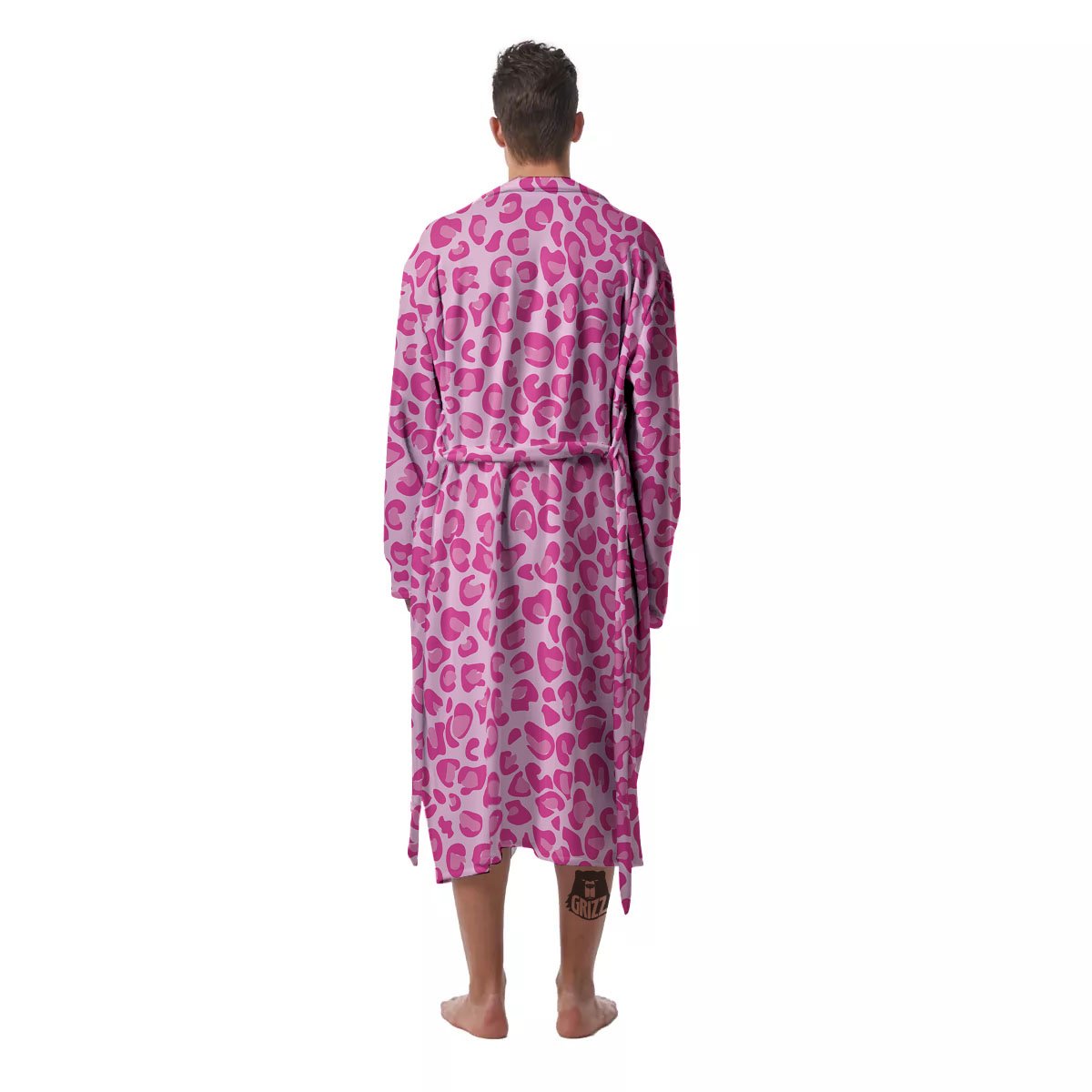 Leopard Pink Print Pattern Men's Robe-grizzshop