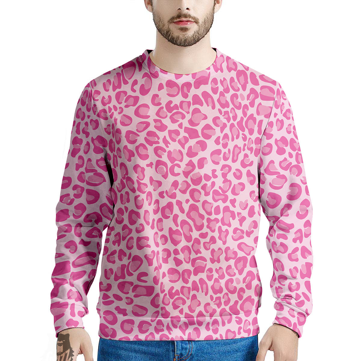 Leopard Pink Print Pattern Men's Sweatshirt-grizzshop