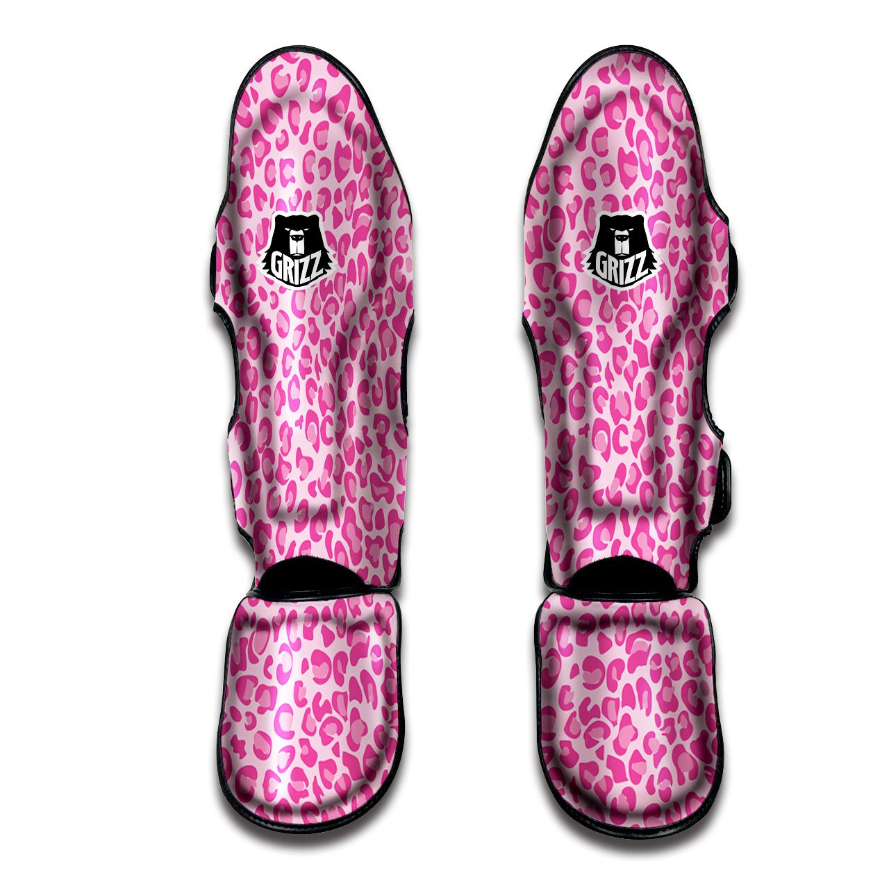 Leopard Pink Print Pattern Muay Thai Shin Guards-grizzshop