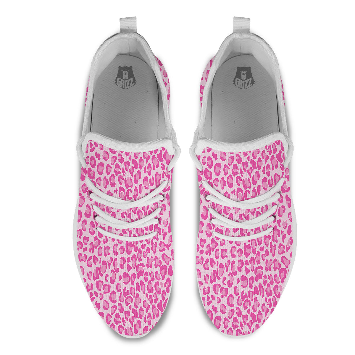 Leopard Pink Print Pattern White Athletic Shoes-grizzshop