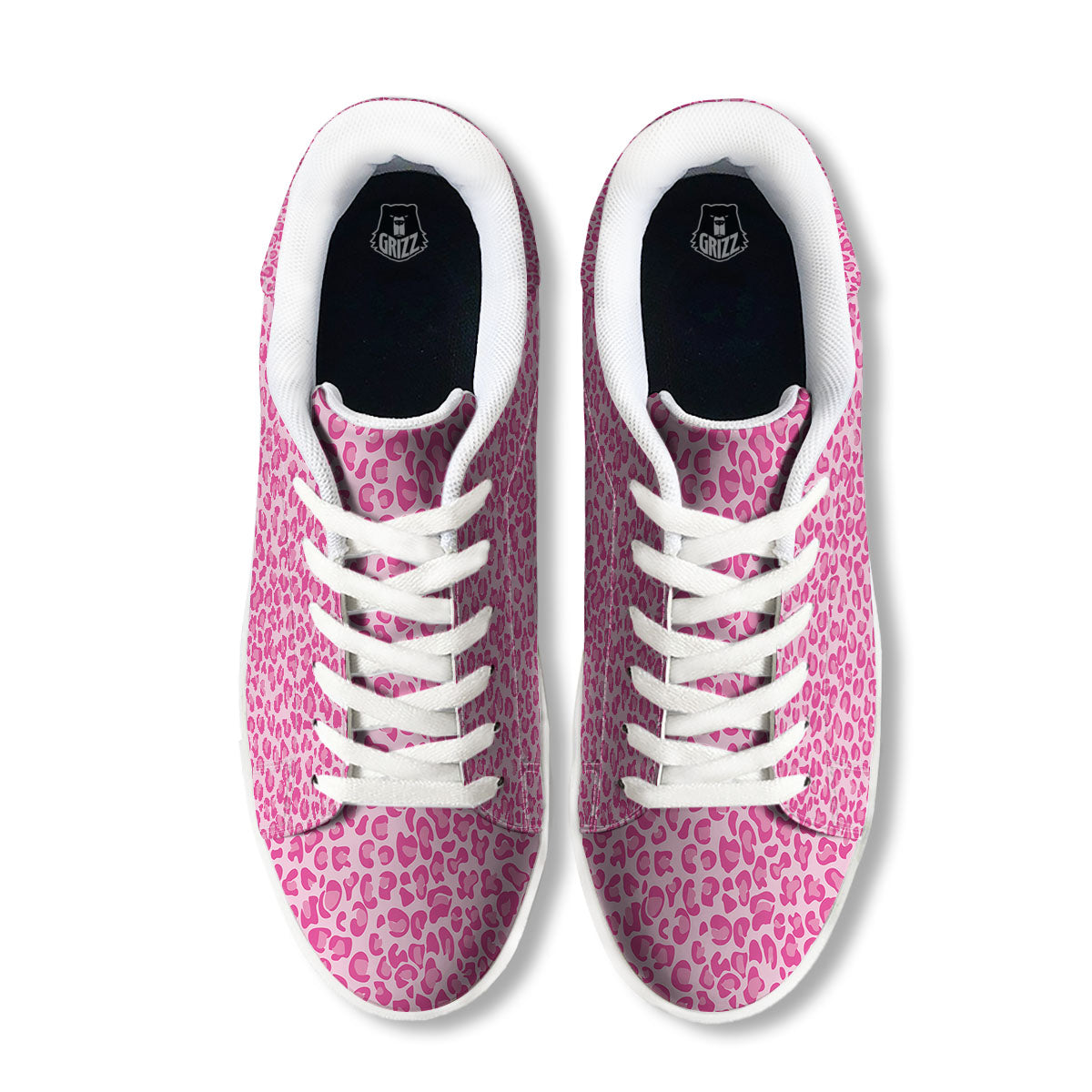 Leopard Pink Print Pattern White Low Top Sneakers-grizzshop