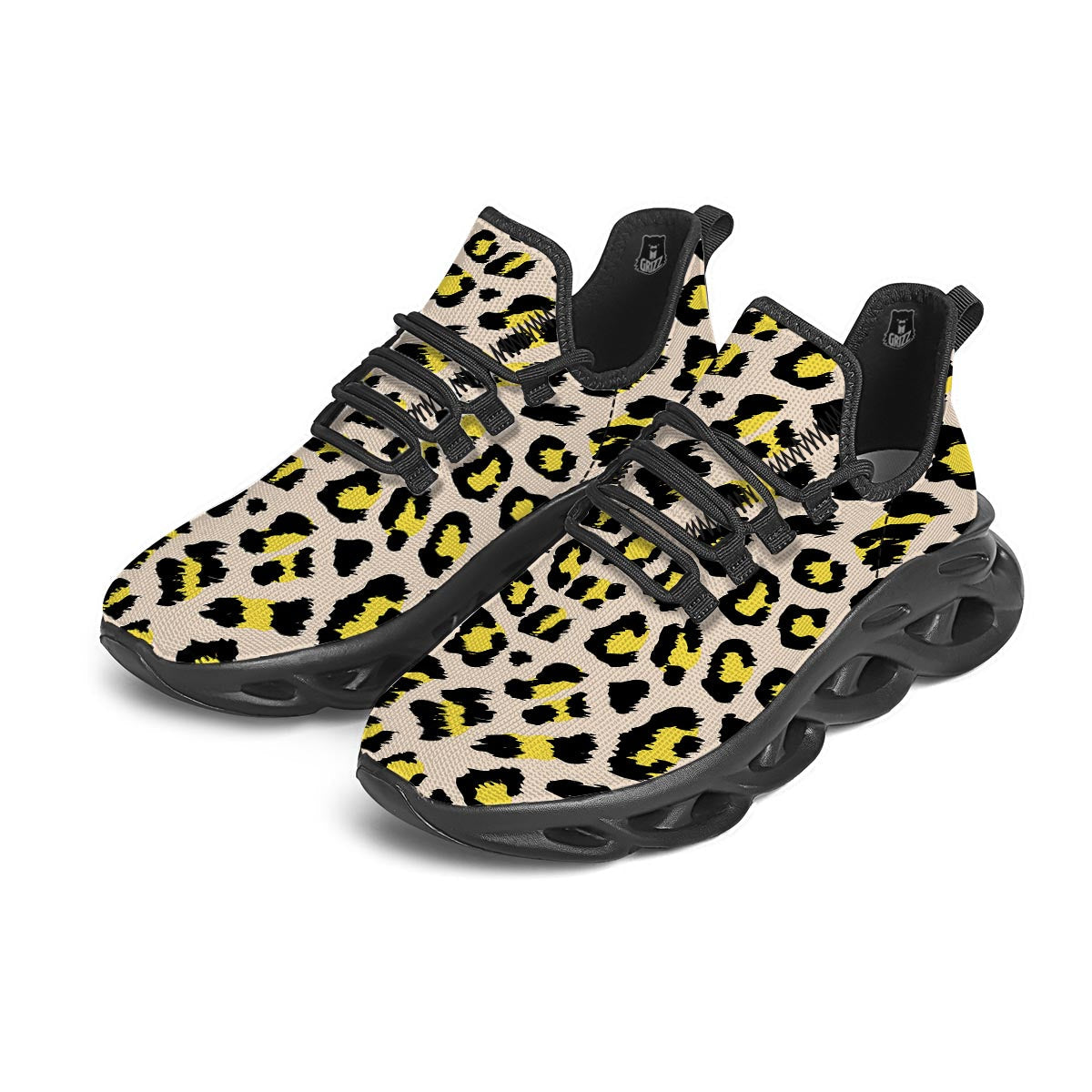 Leopard Print Black Running Shoes-grizzshop
