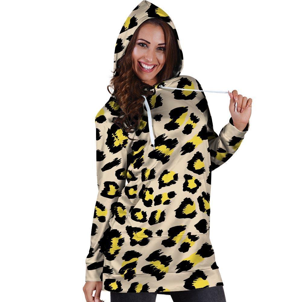 Leopard Print Hoodie Dress-grizzshop